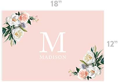 Andaz Press Custom Personalized Disposable Paper Placemats, 12 x 18 Inch, Set of 25, Monogram Blush Peach Floral, Tableware, Table Setting for Wedding, Bridal Shower, Baby Shower, Party, Holiday - Image 3