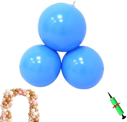 Reusable Inflatable Balloon Garland Arch Kit, 3/7 PCS Linked Pvc Balloons with Elastic Bands & Leak-proof Nozzle, Party Decoration for Birthdays, Weddings & Celebration (7, Blue) by Unknown