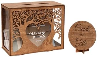 2B1WEDDING Wooden Personalized Wedding Card Box - Customizable Rustic Wedding Box for Cards and Money Elegant with Tree Design - Card Holder for Bridal Shower, Birthday Gift by 2B1WEDDING