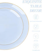 bUCLA 150PCS Blue Plastic Plates - Light Blue and Gold Disposable Include 25 Each (Dinner & Dessert) Plates, 25 Knives, 25 Forks, 25 Spoons and 25 Cups, Ideal for Party, Birthday & Wedding - Image 3