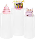 HAISIWLKJ 3PCS Cylinder Pedestal Stands for Parties, White Metal Round Cylinder Plinths Dessert Table Display Pillars for Birthday Wedding Bridal Baby Shower Party Decorations(Small) by HAISIWLKJ