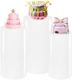 HAISIWLKJ 3PCS Cylinder Pedestal Stands for Parties, White Metal Round Cylinder Plinths Dessert Table Display Pillars for Birthday Wedding Bridal Baby Shower Party Decorations(Small) by HAISIWLKJ