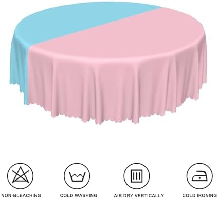 Gender Reveal Round Tablecloth 70 Inch Pink and Blue Patchwork Circular Table Cloth Washable and Reusable Fabric Table Cover for Dinner Boy or Girl Baby Shower Party Decor Supplies - Image 6