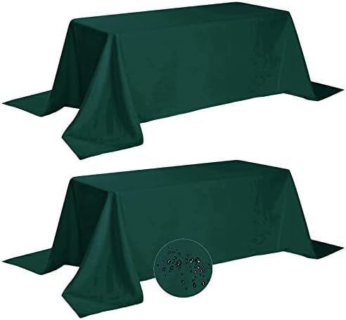 Fokitut 2 Pack Waterproof Rectangle Tablecloth, 90x132 Inch,Stain Resistant and Wrinkle Polyester Table Cloth, Fabric Table Cover for Kitchen Dining, Wedding, Party, Holiday Dinner-Hunter by BalsaCircle