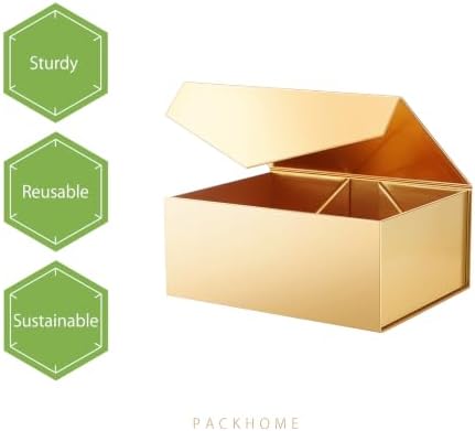 PACKHOME 6 Gold Gift Boxes 9x6.5x3.8in with Magnetic Lids - Image 3