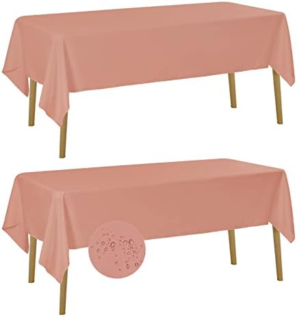 Fokitut 2 Pack Waterproof Rectangle Tablecloth, 60x120 Inch,Stain Resistant and Wrinkle Polyester Table Cloth, Fabric Table Cover for Kitchen Dining, Wedding, Party, Holiday Dinner-Dusty Pink by BalsaCircle