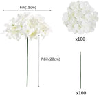 WEISPARK 100PCS Artificial Hydrangea Flowers, Fake Flowers Silk Hydrangea Full Flowers Heads with Stems for Wedding Home Party Shop Baby Shower Decor (Ivory) - Image 2