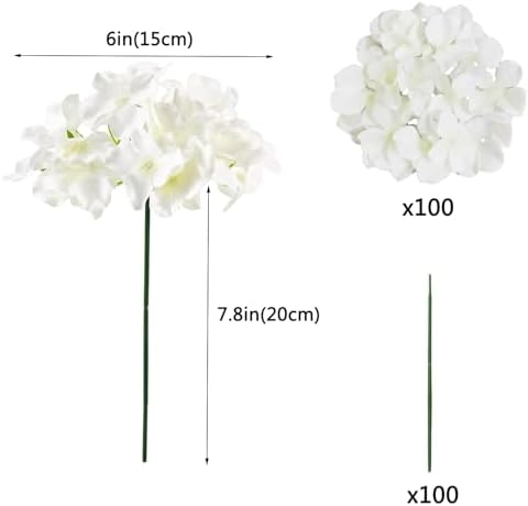 WEISPARK 100PCS Artificial Hydrangea Flowers, Fake Flowers Silk Hydrangea Full Flowers Heads with Stems for Wedding Home Party Shop Baby Shower Decor (Ivory) - Image 2