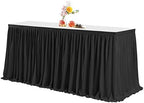 PARTISKY Black Polyester Table Skirt for Rectangle Tables 12ft, Wrinkle Resistant Pleated Ruffle Tablecloth for Banquet Wedding Trade Baby Shower Display Gift Dining Table - Image 3
