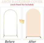 Spandex Arch Backdrop Cover Beige Wedding Arch Covers Set of 3 Balloon Arched Cover Stretchy Backdrop 5FT 6FT 7FT Round Top Chiara Arch Stand Covers for Birthday Baby Shower Ceremony Party Decoration - Image 6