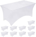 Fixwal 10 Pack 6FT White Tablecloth Rectangle Spandex Fitted Table Cover by Fixwal