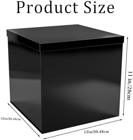 UoeRing 3 Pcs Large Gift Box Glossy Black 12x12x11 Inch with Lid - Image 3