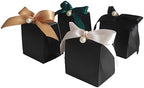 100pcs Gift Boxes for Party Favors,White Candy Box for Wedding Favor, Baby Shower, Bridal Shower, Small Paper Box for Candle,Goodie with Ribbons and Pearls (black box with gold ribbon) - Image 3