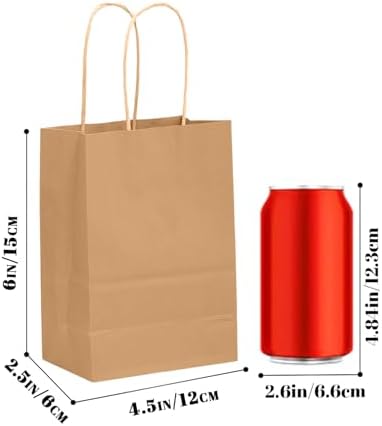 qiqee 200-Packs Brown Paper Gift Bags with Handles Bulk 4.5"x2.5"x6" Mini Size Paper Bags Multiple Uses - Image 4