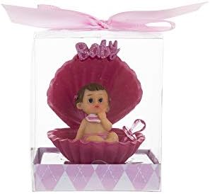 Keepsake Figurine 12 pcs Baby Girl inPink Clam Shell with Pacifier| Awesome Decorations or Party Favors | for Pregnancy Announcements, Gender Reveals, Birthday and Special Celebrations by MEGA+FAVORS