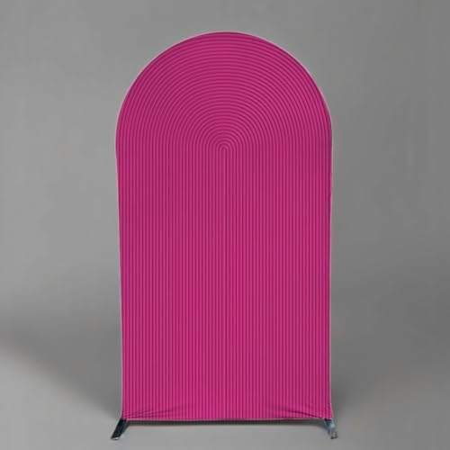 HUAYI Fuchsia Rosy Ripples Pattern Arch Backdrop Cover for Birthday Party Wedding Baby Shower Decorations Chiara Backdrops Arched Wall Frame Stands Covers Props GP-458 3ft * 5ft - Image 2