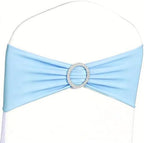 Baby Blue Chair Sashes 50 Pack, Light Blue Spandex Chairs Bands Bows with Buckle Slider for Wedding Party Banquet Decoration by JFDYDM