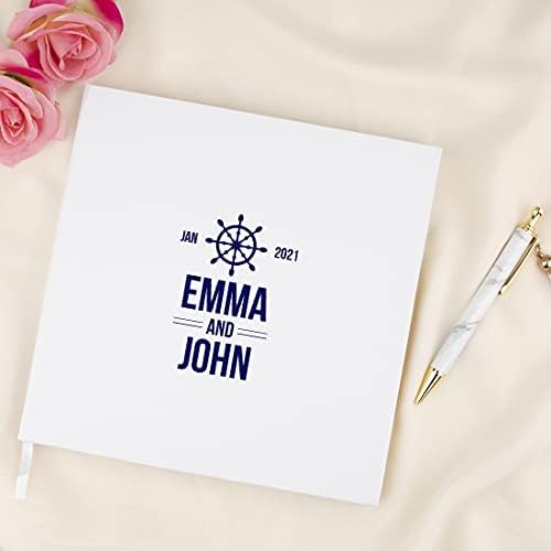 Andaz Press Personalized Wedding Guestbook with Gold Accents, Nautical White Guest Sign in Guest Registry 120 Pages 8.5 X 8.5 Memories Book for DIY, Scrapbook, Photo Album - Image 2