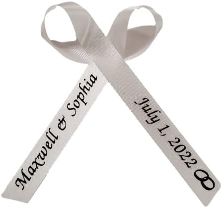 25 Personalized Ribbons Assesmbled Bows Bridal Shower Favor Party Favors Custom Wedding Ribbon Bridesmaid Memorial Ribbons Funeral Baby Invitations Mis XV años Quinceanera (White) - Image 7