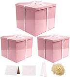 UoeRing 3 Pcs Large Gift Box Glossy Pink 12x12x11 Inch with Lid by Unknown
