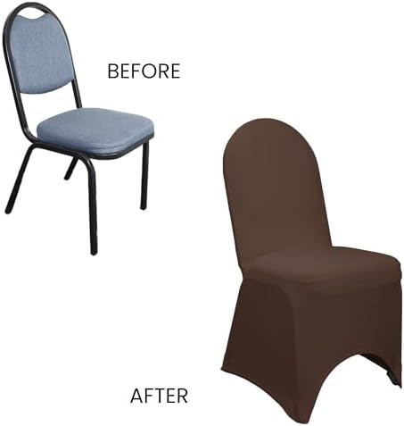 YOUR CHAIR COVERS - 50 Pack Stretch Spandex Banquet Chair Cover - Chocolate Brown, Wedding Slip, Premium Quality - Image 5