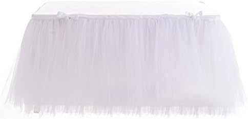 Table Skirt Wedding Baby Shower Birthday Bridal Shower Party White Tutu Table Skirt 9ft - Image 6
