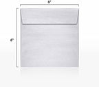 LUXPaper Square Invitation Envelopes | Peel & Press | 6" x 6" | Silver Metallic | 80lb. Text | 500 Qty - Image 3