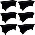 6-Pack 8ft Black Spandex Table Covers for Rectangle Folding Tables - Washable Elastic Tablecloth - Ultimate Fitted Table Protector for Birthday Parties, Trade Shows, Banquet by Unknown