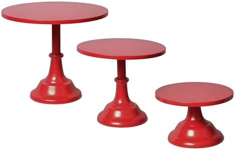 3Pcs Metal Cake Stand Set 8/10/12 Inch Red Dessert Display Stand by CBBZJY
