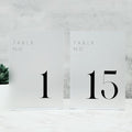 Frosted Wedding Table Numbers 1-15 with Stands by JINMURY
