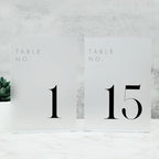 Frosted Wedding Table Numbers 1-15 with Stands by JINMURY