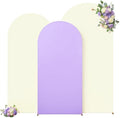 Beige and Purple Arch Cover 3 Set-7.2FT, 6.6FT, 6FT Arch Backdrop Cover Spandex Fitted 2- Color Fabric Arch Stand Covers for Baby Shower Birthday Party Wedding Bridal Shower Photo Background by Suppromo
