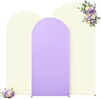 Beige and Purple Arch Cover 3 Set-7.2FT, 6.6FT, 6FT Arch Backdrop Cover Spandex Fitted 2- Color Fabric Arch Stand Covers for Baby Shower Birthday Party Wedding Bridal Shower Photo Background by Suppromo