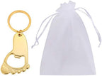 24 Pack Baby Footprint Keychain Bottle Opener Baby Shower Favors and Decoration,Bottle Opener for Guest Wedding Party Favor,with Organza Bags and Thank You Tags (Gold, 24) - Image 3