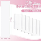 fani 120 PCS Satin Chair Sashes, 7x78 Inch, White - Image 2