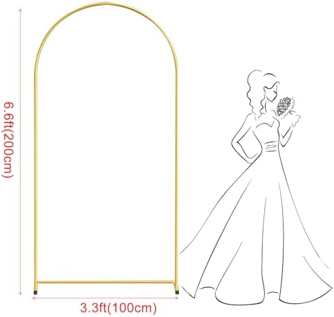 6.6FT Gold Metal Arch Backdrop Stand, Square Balloon Arch Stand Wedding Frame for Birthday Party, Baby Shower, and Ceremony Decoration - Image 2