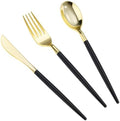 Goodluck 150 PCS Black Gold Plastic Silverware Set for 50 Guests by GoodLuck