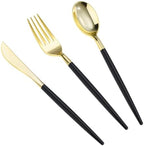 Goodluck 150 PCS Black Gold Plastic Silverware Set for 50 Guests by GoodLuck