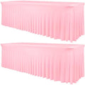 fani 2 Packs Pink Stretch Table Skirts for 8 Foot Table by fani