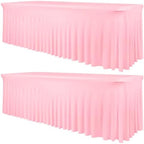fani 2 Packs Pink Stretch Table Skirts for 8 Foot Table by fani