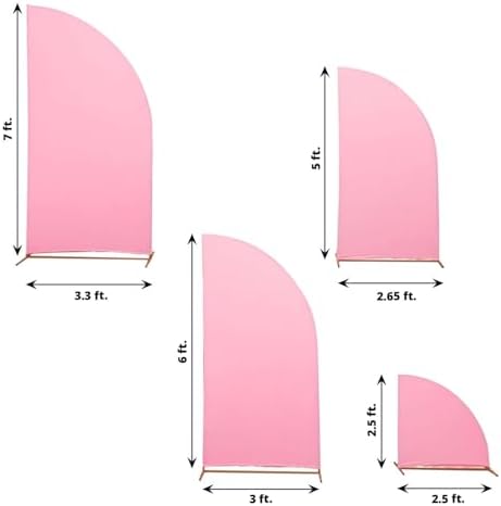 Efavormart Set of 4 Pink Spandex Half Moon Arch Covers, Custom Fit Chiara Backdrop Slipcovers 2.5ft-7ft for Sweet 16 and Vibrant Birthday Parties - Image 3