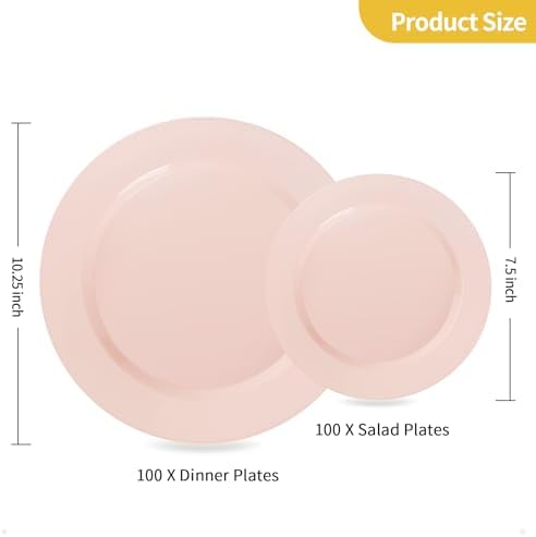 Goodluck 200PCS Disposable Pink Plastic Plates, Heavy Duty Disposable - Image 3