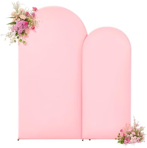 Pink Arch Backdrop Cover 7.2FT 6FT Spandex Arch Covers Stretchy Backdrop Set of 2, Double-Layer Wrinkle Free Wedding Arch Stand Cover Party Backdrop Curtains for Baby Shower Birthday Party Decoration - Image 7