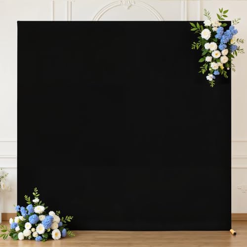 Black Square Arch Backdrop Cover 8x8FT, Double-Sided Stretchy Spandex Fabric Fits Square Arch Backdrop Stand, Black Background Backdrop for Wedding Baby Shower Birthday Party Decorations by Gogoparti