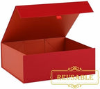 5 Pcs Large Gift Box 13.5x11.8x4.7 Inches, Red Gift Boxes for Presents with Magnetic Closure Lid, Luxury Gift Box Rectangle Collapsible Boxes for Gift Packaging - Image 2
