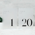 Frosted Wedding Table Numbers 1-20 with Stands by JINMURY