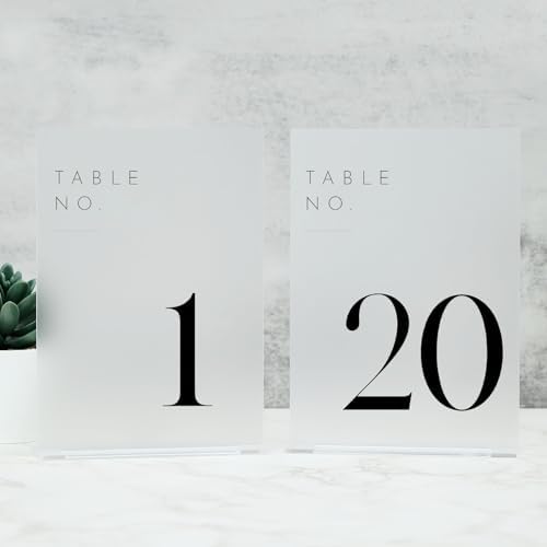 Frosted Wedding Table Numbers 1-20 with Stands by JINMURY