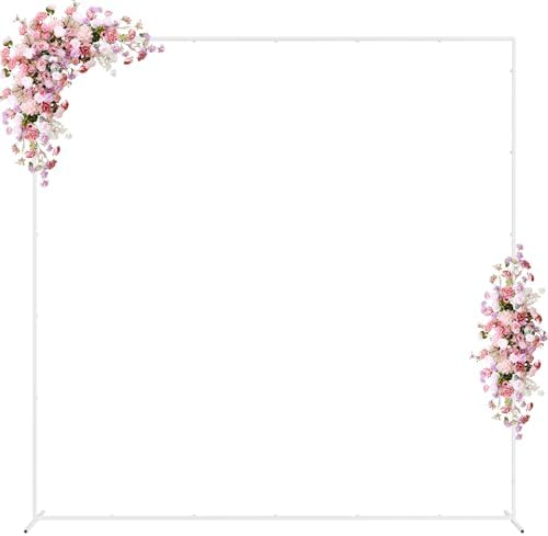 Wokceer Square Wedding Arch Backdrop Stand White Metal Arch 7.2FT x 7.2FT by Wokceer