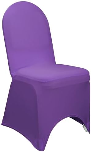 YOUR CHAIR COVERS - 100 Pack Stretch Spandex Banquet Chair Covers - Purple, Wedding Slip Covers, Premium Quality Chair Cover - Image 4