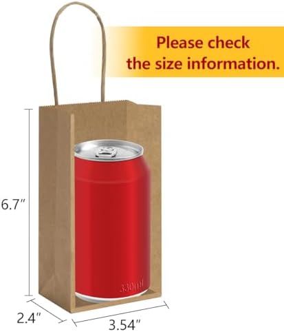 BagDream Kraft Brown Gift Bags with Handles Bulk 150 Pack 3.5x2.4x6.7 Inch - Image 2